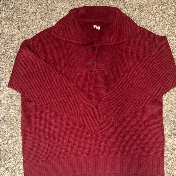 aerie Sweaters - Aerie Cozy Ribbed Shawl Collar Sweater - Deep Wine